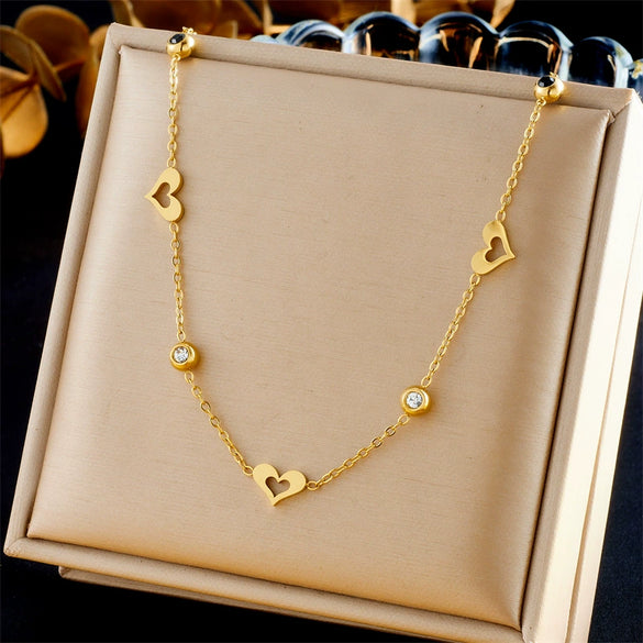 Stainless Steel Jewelry Set With Love Drops Bells Pattern Electroplated For Women Fashion Style