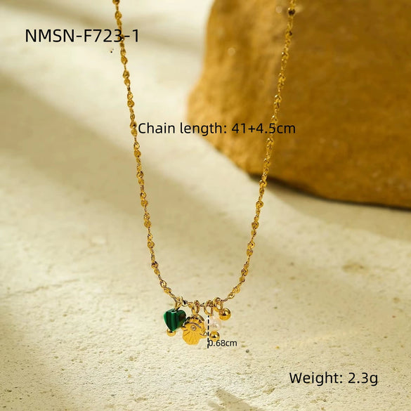 Stainless Steel Jewelry Set With Natural Stone Pearls Electroplated For Women Fashion Light Luxury Bracelets And Necklace