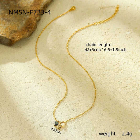 Stainless Steel Jewelry Set With Natural Stone Pearls Electroplated For Women Fashion Light Luxury Bracelets And Necklace