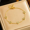 Stainless Steel Jewelry Set With Plants And Flowers Pattern Necklace Earring Bracelet For Women