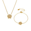 316L Stainless Steel Jewelry Set With Plum Blossom Inlaid Zircon For Women Light Luxury Style Electroplated