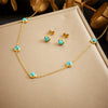 Stainless Steel Jewelry Set With Retro Style Including Round Earrings Clavicle Chain And Bracelet Electroplated