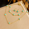 Stainless Steel Jewelry Set With Retro Style Including Round Earrings Clavicle Chain And Bracelet Electroplated