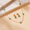 Stainless Steel Jewelry Set With Retro Style Including Round Earrings Clavicle Chain And Bracelet Electroplated