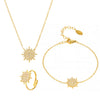 316L Stainless Steel Jewelry Set With Sun Ray Design Electroplated Necklace Bracelet Ring