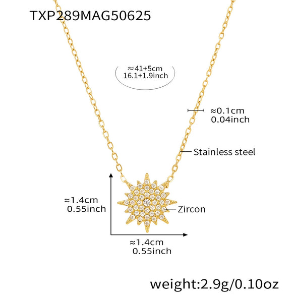 316L Stainless Steel Jewelry Set With Sun Ray Design Electroplated Necklace Bracelet Ring