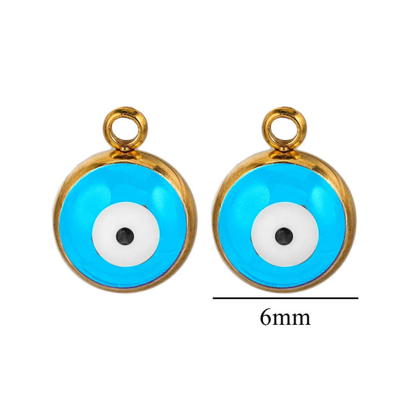 Stainless Steel Jewelry With Eyes Pattern Oil Dripping Craft Round Heart Fivepointed Star Pendant Bracelet Necklace