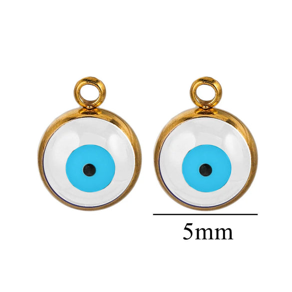 Stainless Steel Jewelry With Eyes Pattern Oil Dripping Craft Round Heart Fivepointed Star Pendant Bracelet Necklace