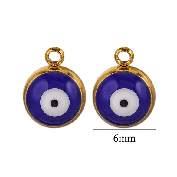 Stainless Steel Jewelry With Eyes Pattern Oil Dripping Craft Round Heart Fivepointed Star Pendant Bracelet Necklace
