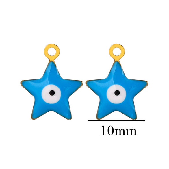 Stainless Steel Jewelry With Eyes Pattern Oil Dripping Craft Round Heart Fivepointed Star Pendant Bracelet Necklace