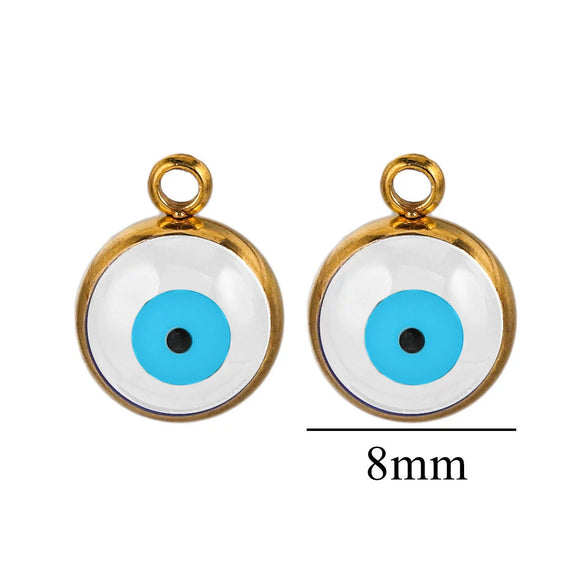 Stainless Steel Jewelry With Eyes Pattern Oil Dripping Craft Round Heart Fivepointed Star Pendant Bracelet Necklace