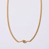 Stainless Steel Jewelry With Mixed Gemstone Inlay Love Knot Letter Pendant Snake Bone Chain Diamond Design Minimalist Style