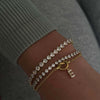 Stainless Steel Jewelry With Mixed Gemstone Inlay Love Knot Letter Pendant Snake Bone Chain Diamond Design Minimalist Style