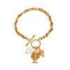 Stainless Steel Jewelry Women's Geometric Shell Fish Bone Conch Pendant Bracelet With 18K Gold Electroplating