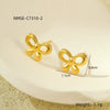 Stainless Steel 18K Electroplated Bow Star Inlaid Zircon Women's Earrings Set