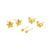 Stainless Steel 18K Electroplated Bow Star Inlaid Zircon Women's Earrings Set