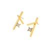 Stainless Steel 18K Electroplated Cross Zircon Women's Earrings Simple Fashion Design