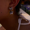 Stainless Steel 18K Electroplated Fivepointed Star Bow Earrings For Women