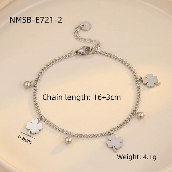 Stainless Steel 18K Electroplated Fourleaf Clover Fashion Women's Bracelet Jewelry