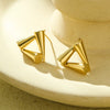 Stainless Steel 18K Electroplated Geometric Conical Triangular Women's Earrings