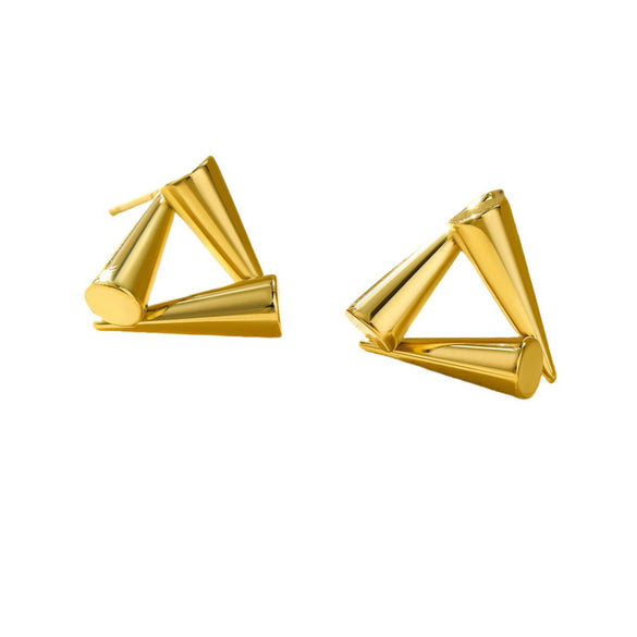Stainless Steel 18K Electroplated Geometric Conical Triangular Women's Earrings