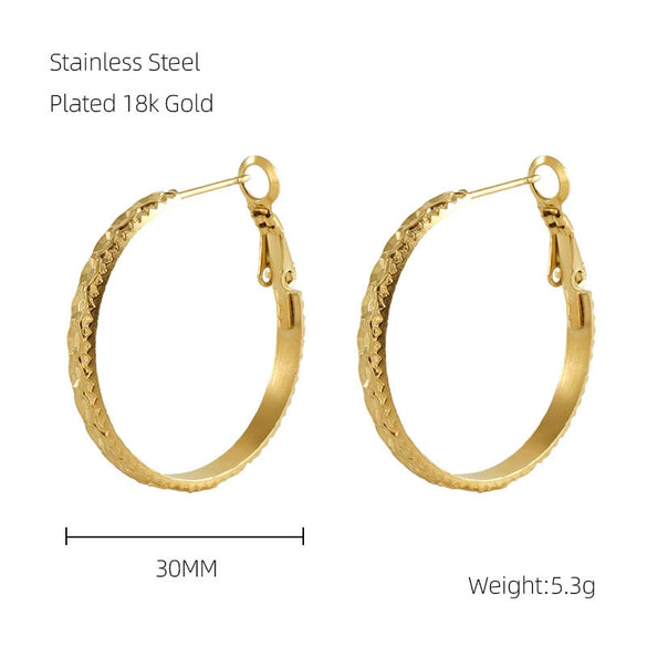 Stainless Steel 18K Electroplated Geometric Ear Buckle Earrings For Women