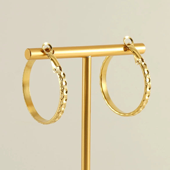 Stainless Steel 18K Electroplated Geometric Ear Buckle Earrings For Women