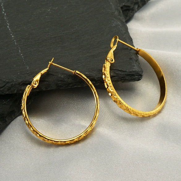 Stainless Steel 18K Electroplated Geometric Ear Buckle Earrings For Women