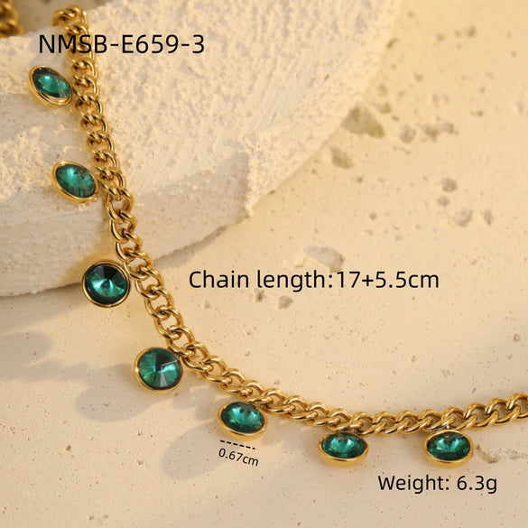 Stainless Steel 18K Electroplated Geometric Rhinestone Tassel Women's Bracelet
