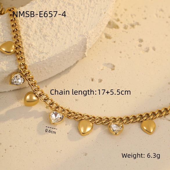 Stainless Steel 18K Electroplated Geometric Rhinestone Tassel Women's Bracelet