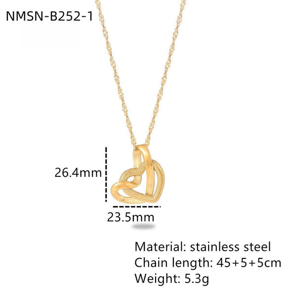 Stainless Steel 18K Electroplated Love Peach Heart Pendant Necklace For Women