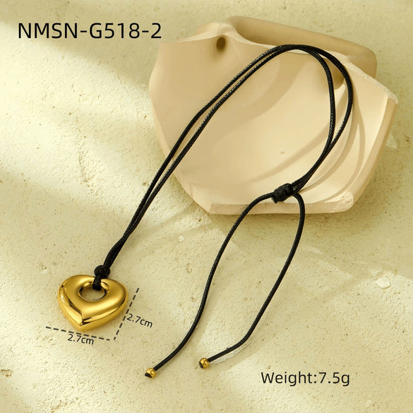 Stainless Steel 18K Electroplated Love Peach Heart Pendant Necklace For Women