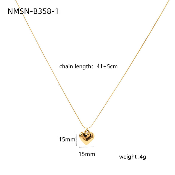 Stainless Steel 18K Electroplated Love Peach Heart Pendant Necklace For Women