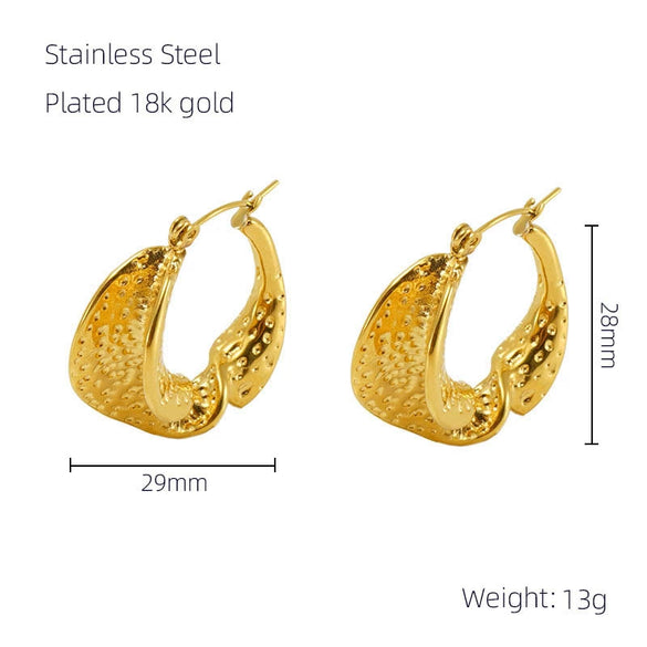 Stainless Steel 18K Geometric Pleated Electroplated Women's Earrings