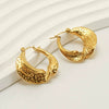 Stainless Steel 18K Geometric Pleated Electroplated Women's Earrings
