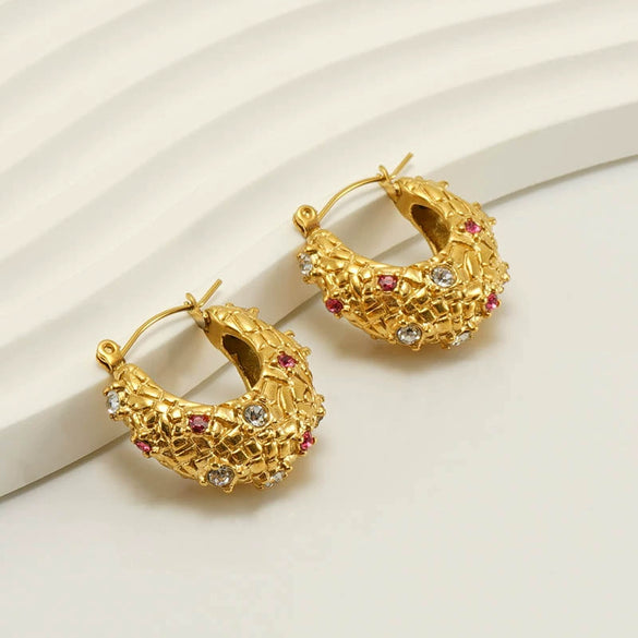 Stainless Steel 18K Geometric Pleated Electroplated Women's Earrings