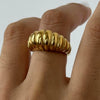 Stainless Steel 18K Gold Electroplated Croissant Ring Women's Hand Jewelry