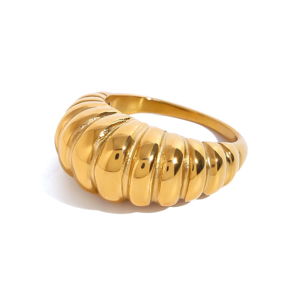 Stainless Steel 18K Gold Electroplated Croissant Ring Women's Hand Jewelry