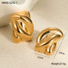 Stainless Steel 18K Gold Electroplated Geometric Asymmetrical Square Pleated Striped Women's Earrings