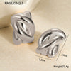 Stainless Steel 18K Gold Electroplated Geometric Asymmetrical Square Pleated Striped Women's Earrings