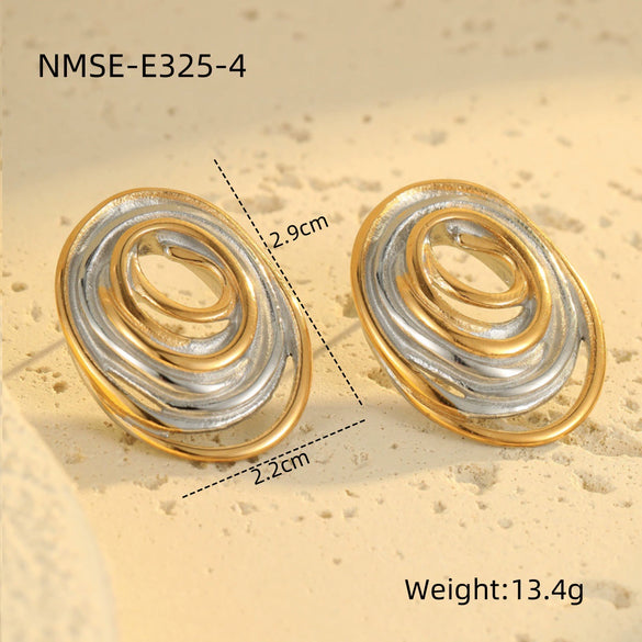 Stainless Steel 18K Gold Electroplated Geometric Fashion Women's Earrings