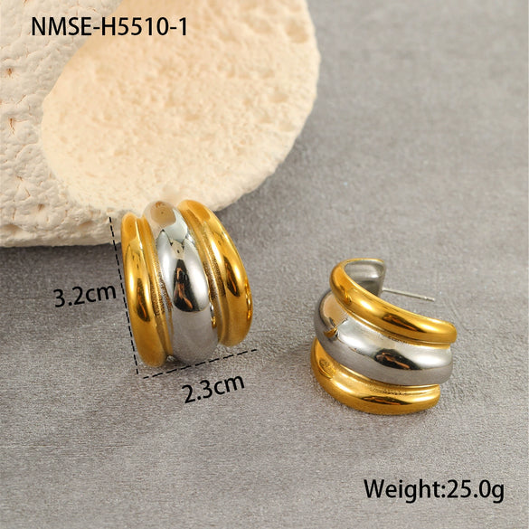 Stainless Steel 18K Gold Electroplated Geometric Fashion Women's Earrings
