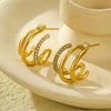 Stainless Steel 18K Gold Electroplated Geometric Retro Microencrusted Zircon Women's Earrings