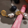 Stainless Steel 18K Gold Electroplated Geometric Spiral Imitation Pearl Women's Earrings