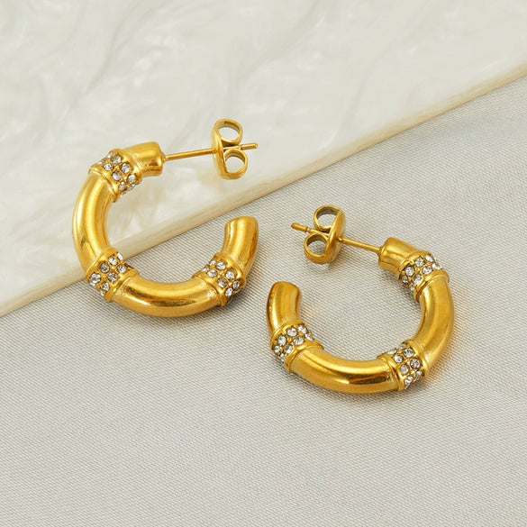 Stainless Steel 18K Gold Electroplated Geometric Women's Earrings