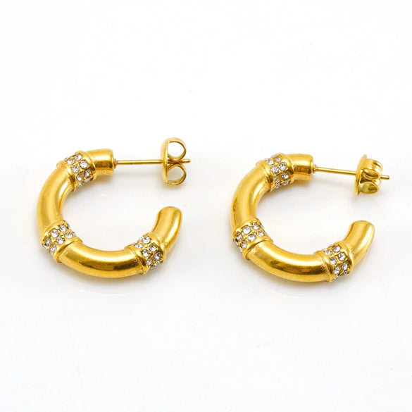 Stainless Steel 18K Gold Electroplated Geometric Women's Earrings