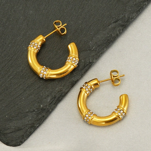 Stainless Steel 18K Gold Electroplated Geometric Women's Earrings