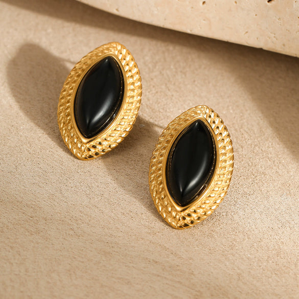 Stainless Steel 18K Gold Electroplated Horse Eye Women's Fashion Retro Earrings