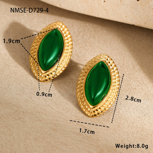 Stainless Steel 18K Gold Electroplated Horse Eye Women's Fashion Retro Earrings