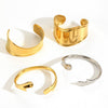 Stainless Steel 18K Gold Electroplated Personality Exaggerated Widefaced Bracelet